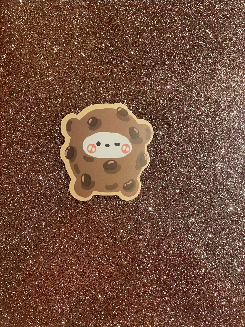 Brown Chocolate Chip Cookie Bunny Sticker
